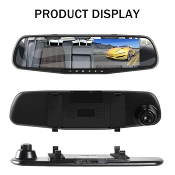 Full HD 1080P Automobilių Dvr Kamera Auto 4,3 Colių galinio vaizdo Veidrodis Skaitmeninis Vaizdo įrašymo įrenginys Dual Lens Registratory vaizdo Kamera