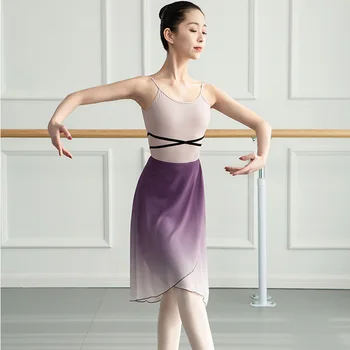 Gradientas Baleto Sijonas Naujas Nėrinių Gradientas Baleto Suknelė su Trumpu Sijonu Šifono Šokių Sijonai Moterims Suaugusiųjų Minkštas Šokiai, Kostiumai