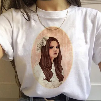 Gražus korėjos T-shirt Moterims Lana Del Rey Ulzzang Moterų Vasaros marškinėliai Basic O-Kaklo T-shirt Ladies Dizainas, Print T-shirt