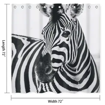 Gyvūnų zebra Dušo užuolaidos Katė 3D Vonia, Dušo Užuolaidos Juokinga Vandeniui Katė dušo užuolaidos Poliesteris vonios užuolaidų Kablio komplektas