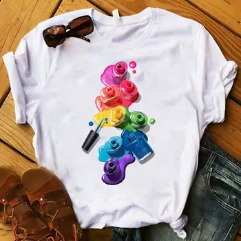 Harajuku 3D Nagų Spausdinti moteriški marškinėliai Saldus trumpomis Rankovėmis Moteriška Marškinėlius Plius Dydis Streetwear Viršūnes Vasaros Laisvalaikio T-shirt