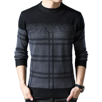 Ilgomis rankovėmis vyriški T-Shirt naujo stiliaus dryžuotas Megztinis paprasta verslo atsitiktinis slim dugno megztinis