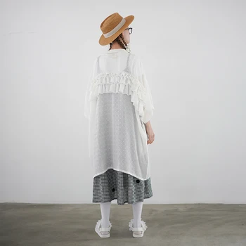 Imakokoni originalus prarasti vidutinio ilgio šifono megztinis plonas skirsnio vasarą dėvėti apsaugos nuo saulės drabužius moteriška striukė 192620