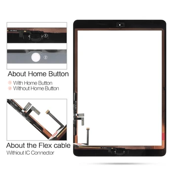 IPad 1 Oro iPad 5 Jutiklinis Ekranas skaitmeninis keitiklis nr. Home Mygtuką Priekinio Stiklo Ekranas Touch Panel Pakeitimo A1474 A1475 A1476
