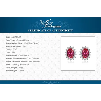 JewelryPalace Diana Sukurta Ruby Stud Auskarai 925 Sterlingas Sidabro Auskarai Moterims, Brangakmenių Korėjos Earings Bižuterijos