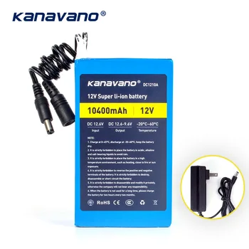 Kanavano Geriausias 12v 10AH 10400mAh baterija ličio jonų fotoaparato baterija su 12,6 V 1A kroviklis su es / jav plug Nemokamą apsipirkimą