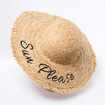 Karšto Pardavimo Skrybėlę Lady Didelis Kraštų Užrašu Siuvinėjimo Lafite Šiaudų Holiday Beach Megztos Kepurės Moterims Korėjos Versija, Skėtį Nuo Saulės, Skrybėlę