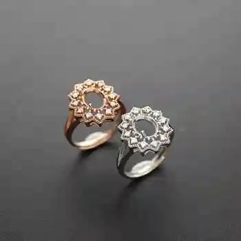 Kelių dydžių prabangių nėrinių rožinė aukso, sidabro ovalo formos CZ stone šakės, bezel kietas 925 sterlingas sidabro reguliuojamas žiedas parametrai 1224014