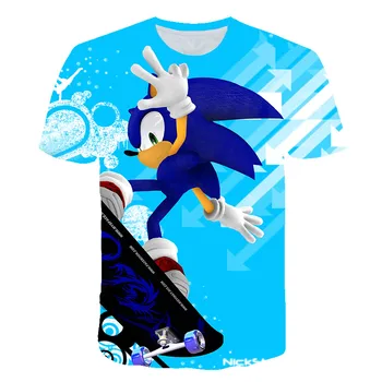 Kinijos populiariausių filmų Sonic 3D ežys spausdinti trumpas rankovėmis aukštos kokybės berniukų ir mergaičių vasarą skatinimo mados T-shirt