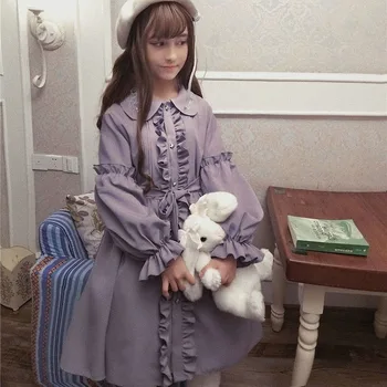 KOSAHIKI 2021 Vintage Retro Stiliaus Rūmai Saldus Princesė Lolita Dress Harajuku Peter Pan Apykaklės Japonijos Kawaii Vestidos 11a089