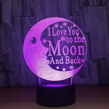 Kūdikis Miega Apšvietimo Stalo Lempa 3D, aš Tave Myliu Iki Mėnulio Ir Atgal Mėnulis naktinė lempa LED Miegamojo Lovos Naktį Šviesos Dekoro Dovanos