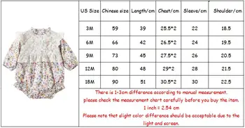Kūdikių drabužių medvilnės gėlių spausdinti nėrinių vaikai bodysuits Japonija stiliaus kūdikių mergaičių drabužius 0-18M