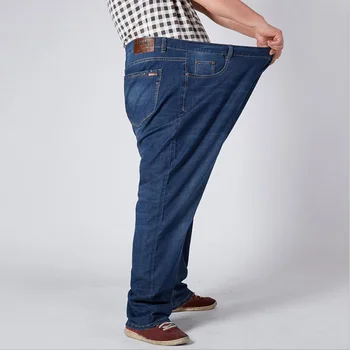 Labai didelis vyriški džinsai sutirštės 160 kg plius dydis 6XL 7XL 8XL 9XL 10XL juosmens 132 kelnės 44 46 48 50 52 elastinga rudenį mėlyna