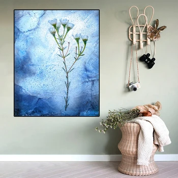 Laeacco Spalvinga Gėlių Stebuklų, Mėlyna Enchantress Drobės Tapybos Plakatai ir Spausdina Sienos, skirtą Kambarį Namuose Miegamojo Puošimas