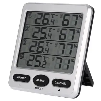 LCD Termometras, Signalizacijos Temperatūros Matuoklis Oro Stotis testeris + 3 Belaidės Lauko Siųstuvas Drėgmės Jutiklis Monitorius Įspėjimo