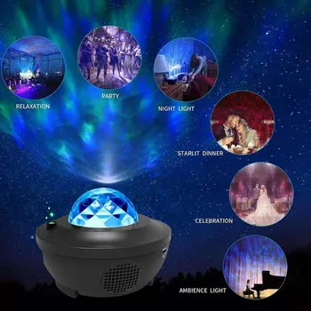 LED Besisukantis Muzikos Projektorius Žvaigždėtą Naktį Šviesos 