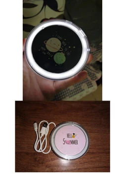LED Mini Makiažo Veidrodėliai Rankiniai Kartus Maži Nešiojamieji Micro USB Kabelį Chargeableable Kosmetikos Veidrodėliai LED Šviesos UpPortable