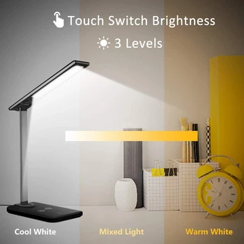 LED Stalo Lempa su Belaidžio Kroviklio,3 Režimai 6 Ryškumą įmanoma reguliuoti šviesos srautą biurų ir Studijų Stalo Lempa su USB Įkrovimo lizdas