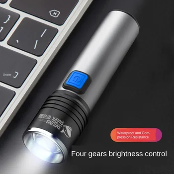 LED Žibintuvėlis USB Įkrovimo Patogu, Super Šviesus tolimojo Priartinimo Daugiafunkcinis Vandeniui Lauko Buitinių Apšvietimas