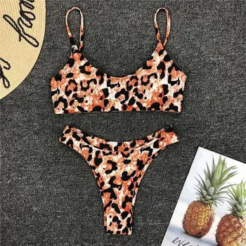Leopard 2019 Seksualus Bikini Bikini Komplektas Micro Push Up Thong Biquini Maudymosi Kostiumėliai Moterims, Mini Maudymosi Kostiumėlį Moterų Paplūdimio