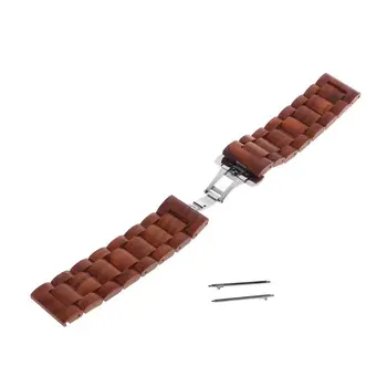 Medienos Watchband Raudonojo Sandalmedžio 22mm Žiūrėti Juosta Dirželis Nerūdijančio Plieno Metalo Samsung Pavarų Sporto S3 Amazfit Smartwatch