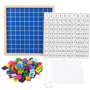 Mediniai Matematikos Mokymosi Valdybos Žaislas, Montessori 1-100 Iš Eilės Numerius, Mediniai