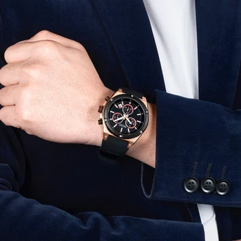 MEGIR Prabanga Mens Sporto Laikrodžiai Atsitiktinis Silikoninis Vandeniui atsparus Šviesos Žiūrėti Vyrų Data Kvarcinis Analoginis Laikrodis Relogio Masculino