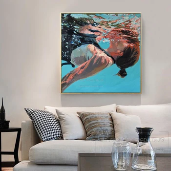 Menininko Ranka-dažytos Aukštos Kokybės Impresionistų Lady Nardymo Portretas Naftos Tapyba ant Drobės Grožio Lady Plaukimo Naftos Tapyba