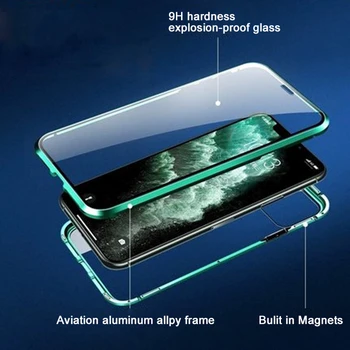 Metalo Magnetinių Telefono dėklas Skirtas iPhone 12 Pro Max Mini Dvipusis Stiklo 