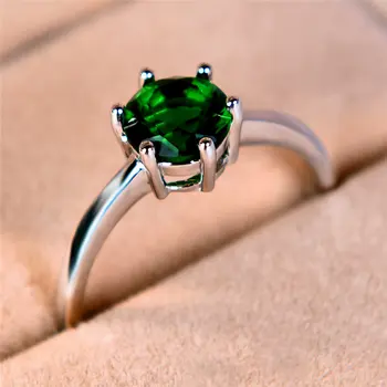 Mielas Mažas Žalias Cirkonis Žiedas Mados Birthstone Turas Pažadas Žiedas Sidabro Spalvos Vestuvių, Sužadėtuvių Žiedai Moterims