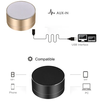 Mini Kolonėlė Garsiakalbis A10 Portable Bluetooth Speaker Muzikos Garso TF USB AUX Stereo Garso Garsiakalbių Garso Muzikos Grotuvas Telefonai
