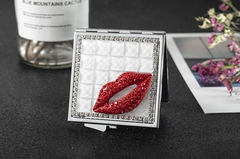 Mini Pocket Kosmetikos makiažo veidrodis,2 Pusių, Sulankstomas vertus kompaktiškas veidrodis, kad iki raudonos lūpos,Didmeninė Partija Pasisako Dovanos Suvenyrai