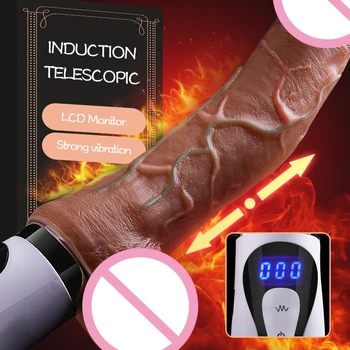 Minkštas vibratorių Silikono Tikroviškas dildo mašina USB Indukcijos ruožas LCD didelis Varpos Moterų Masturbator Suaugusiųjų sekso žaislai