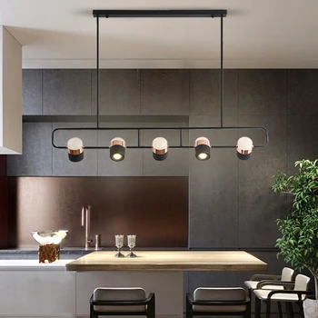 Modernus restoranas LED šviestuvo apšvietimo Šiaurės dizaineris juodojo aukso derinys kabinti liustra, virtuvė, valgomasis liustra