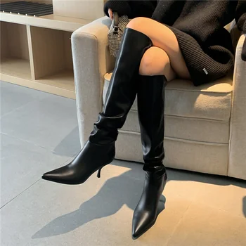 MORAZORA 2020 m Dydžio 33-43 natūralios Odos moterų batai stiletto kulniukai pažymėjo tne ponios batai žiemą vientisa spalva kelio ilgi batai
