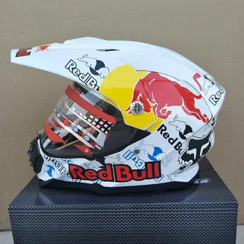 Motokroso Red Bull Šalmas Baltas Motociklo Full Face Off-road Šalmas 