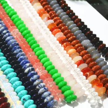 Naujas 2018 populiariausių multi-color abacus Karoliukai, Natūralaus Akmens Plokščių Žiedas Karoliukai 