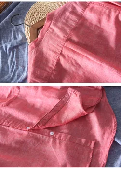 Naujas 2019 mens atsitiktinis marškinėliai pavasario lino medvilnės patogus minkštas raudonos viršūnes ilgomis rankovėmis lininiai marškiniai camisas hombre LX-756