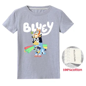 Naujas Animacijos bingo bluey Abėcėlė Spausdinti Mergaičių Marškinėliai Mergina Laisvalaikio T-shirt Vaikų Harajuku Berniukas Marškinėlius Kawaii Vaikai Viršūnės 