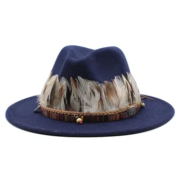 Naujas Prekės ženklas Minkštos Vilnos Skrybėlės Floppy Platus Kraštų Fedora Moterys vyrai Gyvatės odos Džiazo Bžūp Lady Žiemos Panamos Skrybėlė