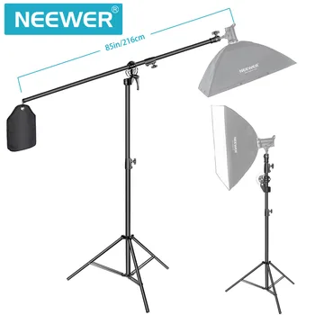 Neewer Foto Studija 2-in-1 Šviesos Stendas 48.4-151.5 cm, Reguliuojamas Aukštis, su 85 colių Boom Arm ir Sandbag, Aliuminio Lydinio