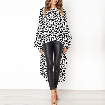 Nereguliarus Leopard Suknelė Moterims 2018 Vestidos Rudenį Ilga Suknelė Streetwear Ponios Žibintų Rankovės Žiemos Seksualus Suknelės