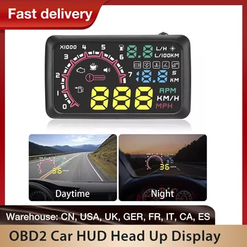 OBD2 Automobilių HUD Head Up Display, Priekinio stiklo Projektorius OBD Skaneris Greitis Kuro Perspėjimo Signalą Diagnostikos Įrankis Universalus Hud Ekranas