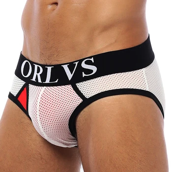 ORLVS Seksualus Vyrų Apatinius, apatinės Kelnės Kvėpuojantis Mens Bikini Apatinius Vyras Kelnės Medvilnė Dirželius Vyrų Kelnės Gėjų Varpos Dėklas