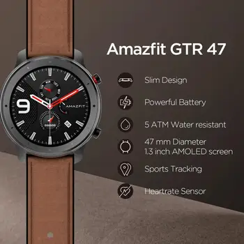 Pasaulinė Versija Amazfit VTR 47mm Smart Žiūrėti 5ATM Naujas Smartwatch Ilgas Baterijos Muzikos Valdymo 