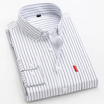 Pavasarį verslo atsitiktinis Stripe Marškinėliai vyriški ilgomis rankovėmis marškinėliai slim jokios geležies