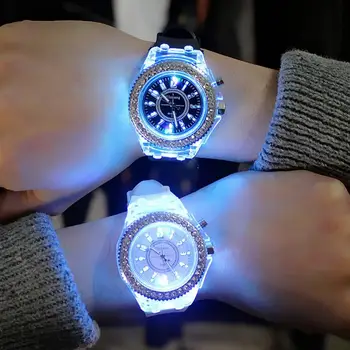Ponios Mados Žiūrėti Silikoninių LED Šviesos Mados Moterų spalvinga Vyrų Sporto Laikrodžiai Vyrams Žiūrėti Laikrodžiai Relogios Masculino