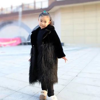 PPXX Žiemos Baby Girl Kailiniai Paltai Vilnonis Švarkas Vilnos Vaikų Dirbtiniais Triušio Kailinius Šiltas Storas Vaikams Žiemos Outwear Plius Dydis