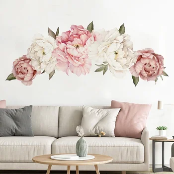 Ryškus Kūrybos 3D sienų apdailai Bijūnas gėlių akvarelė sienų lipdukai Gyvenimo kambario, miegamasis namų dekoro priedai