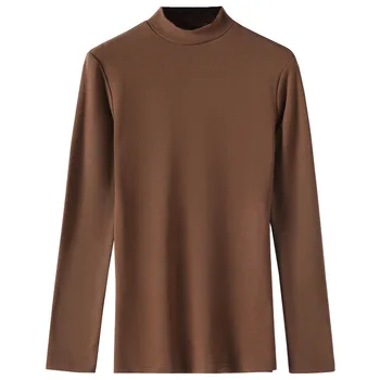 Shintimes Kietas Basic Marškinėliai Moterims Pusę Golfo 2020 Slim Rudenį, Žiemą Long Sleeve T-Shirt Medvilnės Marškinėlius Moterų Viršūnių Drabužiai
